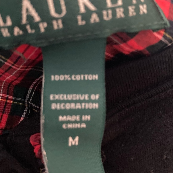 Lauren Ralph Lauren Pajama Shirt Dress Black Red and Green Plaid Medium - Picture 4 of 7